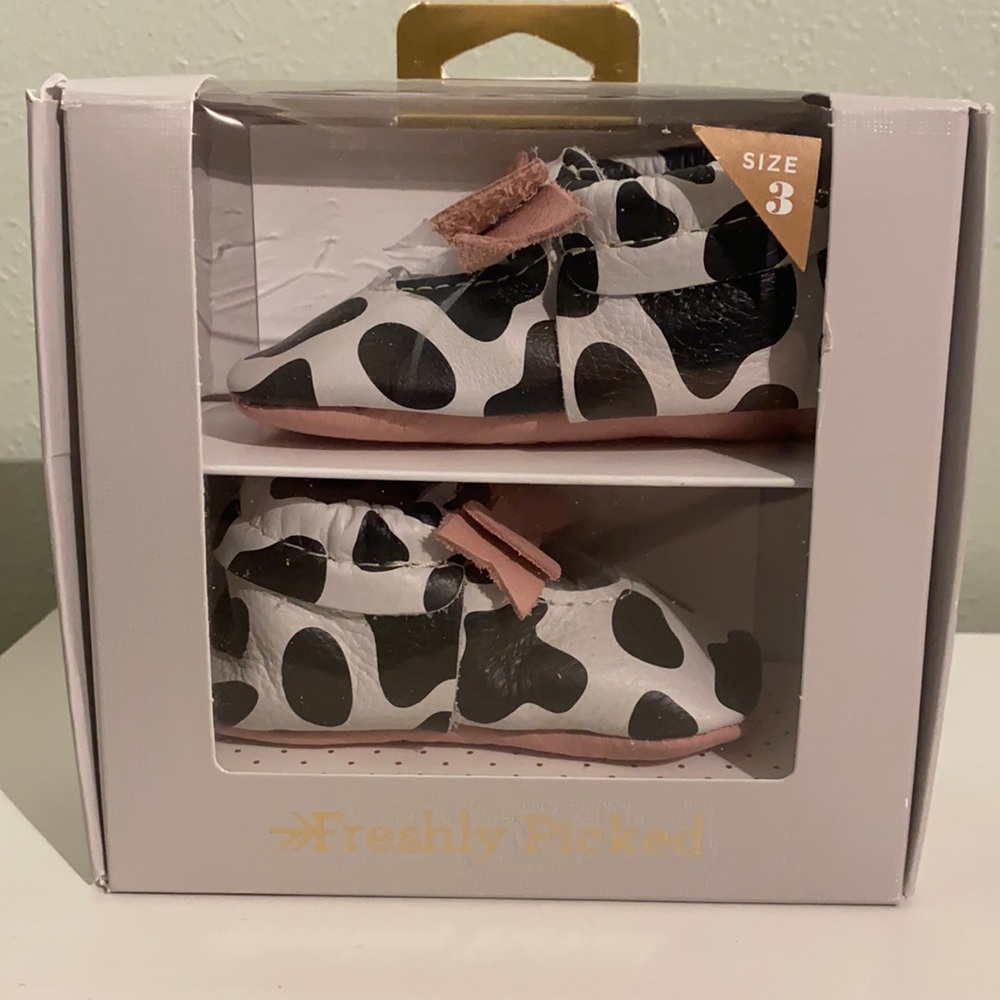Freshly Picked Cow Print Moccasins